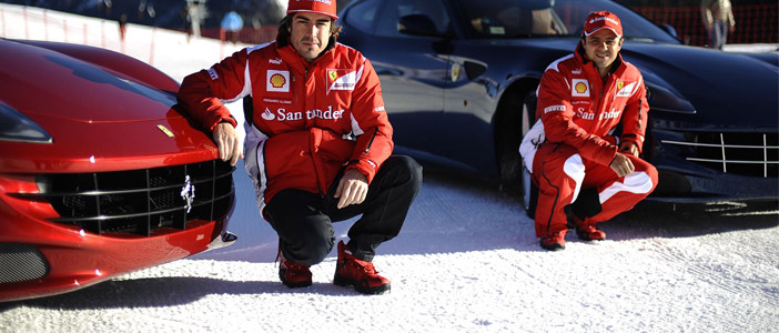 Fernando Alonso and Felipe Massa Hit the Slopes in a pair of Ferrari FF’s