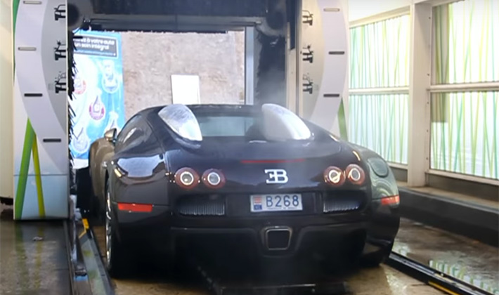 Watching a Bugatti Go Through a Gas Station Car Wash Is Weirdly