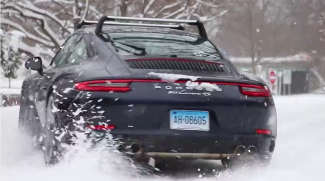 Enjoying a Snow Day in a Porsche 911 Carrera 4S