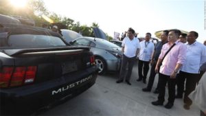 Philippines President Rodrigo Duterte oversaw the destruction of $5.5 million worth of luxury vehicles part of his campaign against corruption.