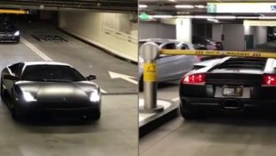 Lamborghini Approaches Parking Gate