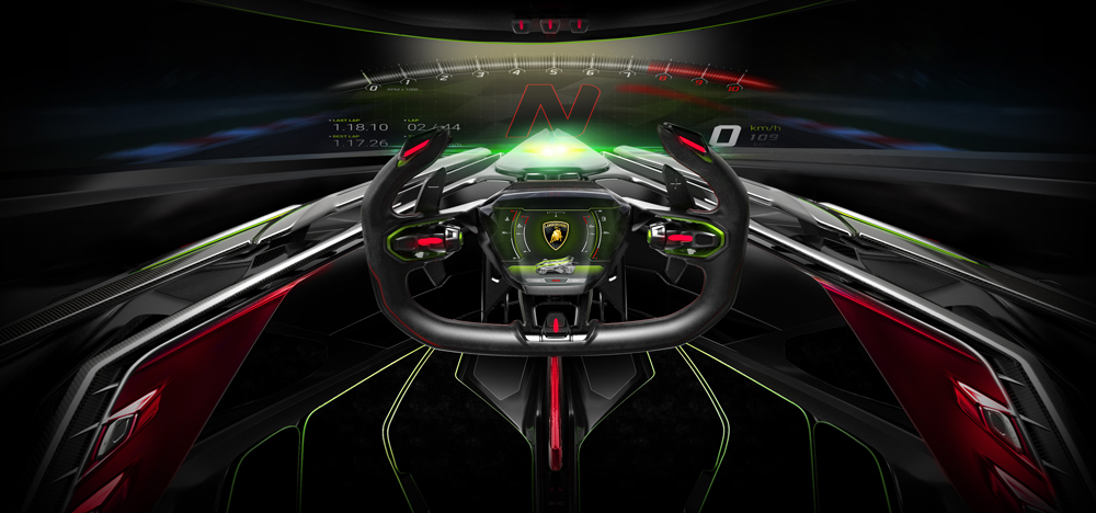 Lambo V12 Vision GT Concept Car Interior Single Seat Racecar