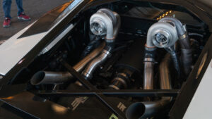 Garrett Twin turbo kit custom top mounted manifold set on Lamborghini Huracan LS engine
