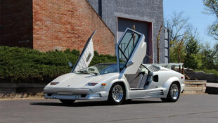 White 25th Anniversary Lamborghini Countach on Bring A Trailer doors up